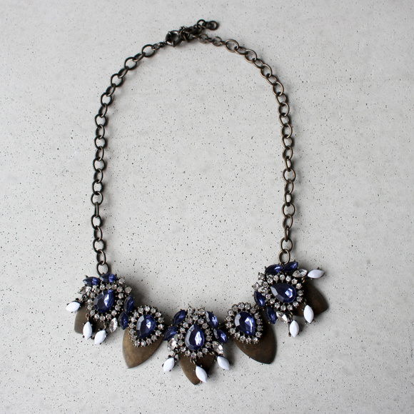 Anthropologie Jewelry - NWOT blue and white crystal cluster necklace